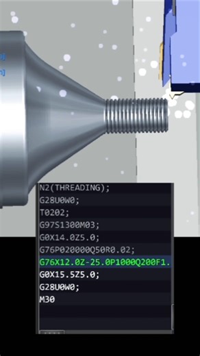 CNC Lathe Thread Cutting & Taper Turning | G76 Threading Program Simulation