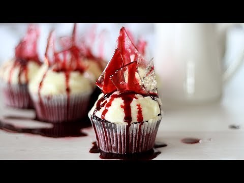 Bloody Broken Glass Cupcake Recipe + Fake Blood Recipe | Halloween Recipe