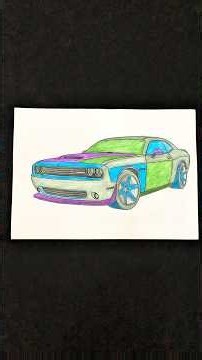 A modern muscle car drawn with strength and smooth detail. Bold colors, low stance my creative touch