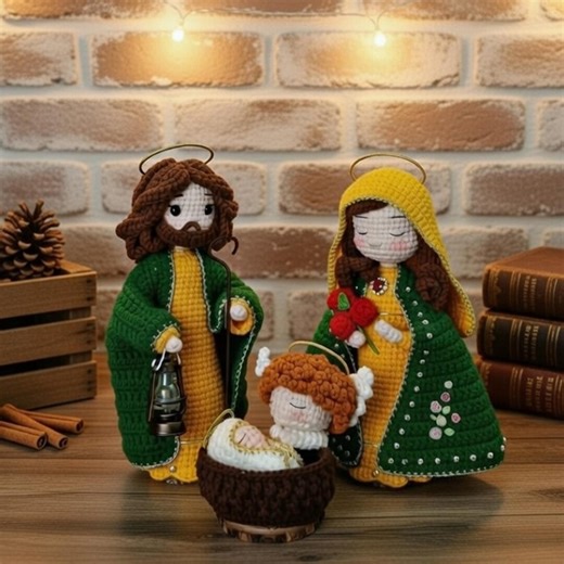 Handmade Holy Family Crochet Set, Nativity Scene Amigurumi, Jesus Mary Joseph Catholic Gift, Religious Home Decor, Personalized Baptism Gift - Etsy