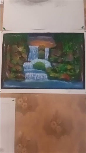 Nature's Ascent: Acrylic Waterfall Drawing (Satisfying) 🎨⛰️