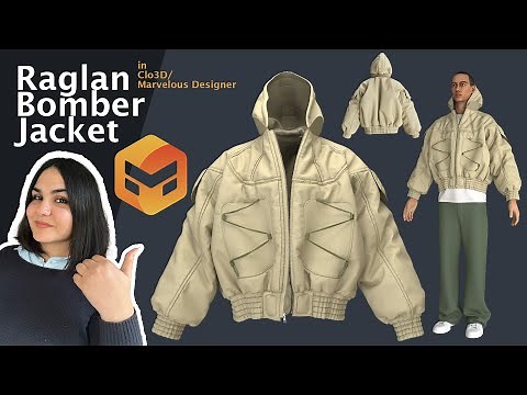 Raglan Bomber Jacket tutorial in Marvelous designer/ Clo3d for beginners with English narrative