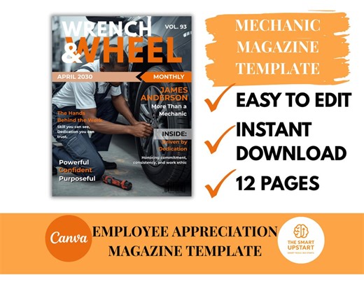 Auto Mechanic Employee Appreciation Magazine Template for Small Business (canva Digital Instant Download) - Etsy