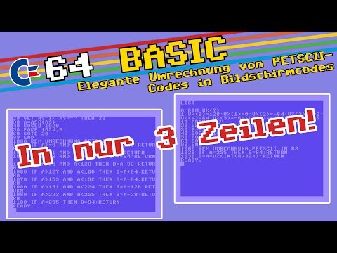 Die elegante Art in C64 Basic PETSCII Codes in Bildschirmcodes umzuwandeln