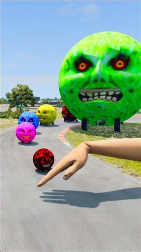 Big & Small Moon Cars vs Giant Hand Slap - BeamNG.drive #shorts