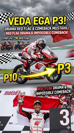 Luar Biasa, Veda Ega Pratama, Dari posisi 10 Ke Podium Posisi 3 #beritamotogp #motogp #moto3