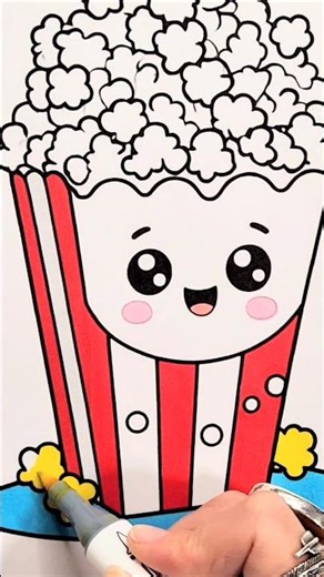 CUTE POPCORN Coloring Page #popcorn #cutefood #cute #popcorntime #markers #coloring #coloringbook