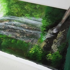 5.4K views · 69 reactions | Draw Waterfall Landscape / Acrylic Painting for Beginners | Acrylic Painting Techniques | Facebook