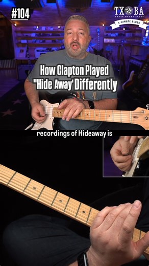 Eric Clapton recorded one of the most famous renditions of the song “Hide Away,” but he played it in a different position on the fretboard than Freddie King. In this lesson, I will compare and contrast the two approaches and demonstrate why they sound different. Get on the 1-Minute Blues Email List and I’ll send these to you every morning: https://1minuteblues.com #bluesguitar #guitarlessons #clapton | Texas Blues Alley