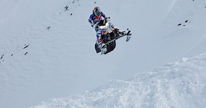 Watch a snowmobile tow a skier at up to 145kph!