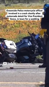 An Oceanside Police motorcycle officer was involved in a vehicle crash shortly after clearing his motorcade detail for Vice President J.D. Vance. Vance and his wife, Usha, were visiting San Diego for a friend’s wedding at the Seabird Resort in Oceanside. https://www.cbs8.com/article/news/local/jd-vance-motorcade-cop-hit-by-car/509-eb202fa2-fa5c-440a-bcf5-b83b052a72ec | CBS 8 San Diego