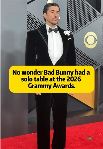 No wonder Bad Bunny had a solo table at the 2026 Grammy Awards, but no one realized he was the biggest winner of the night！#grammys#Badbunny #2026GrammyAwards#USA#celebrity