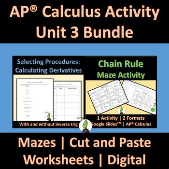 AP Calculus Differentiation Unit 3 Practice Activity Bundle
