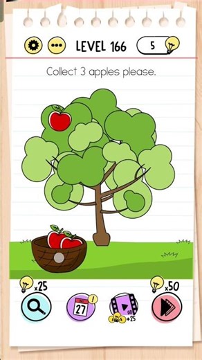 Collect 3 Apples please brain test level 166 solution - start from right side check description...