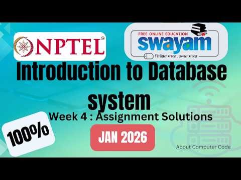 Introduction tp database system week 4 assignment solutions (Jan 2026)#swayam2026 #nptel2026 #swayam