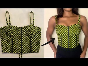 How to sew a simple corset crop top (for beginners) easy step by step tutorial video