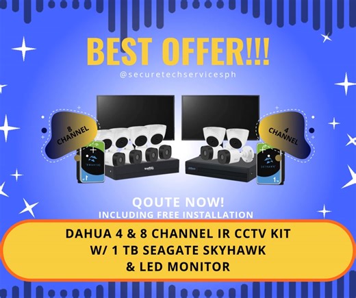 SECURETECH SECURITY SYSTEM SERVICES Dahua 4 & 8 Channel IR CCTV Kits w/ 1 TB HDD & LED Monitor Free Installation #SecureTech VIBER: 09177129572 | SecureTech Security System Services