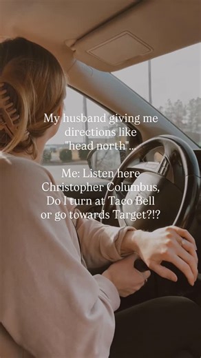 Elizabeth | motherhood + home on Instagram: "My mind will never comprehend how he gives me directions. Landmarks. I need landmarks! ⏱️🛣️🗺️🏔️Anyone else? 🙈 - Reel words by: @itschantepotter 🫶🏻"