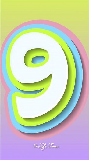 Layered Number Countdown 9 to 0 | Bold Colors + Voice #countdown #timer #shorts