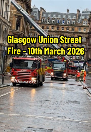 Firefighters From The Scottish Fire And Rescue Service Continue To Dampen Down Hotspots At The Massive Fire That’s Destroyed Several Buildings and parts of central station in Glasgow - 4 Fire Appliances Remain On Scene Along With 2 Height Appliances From Johnstone And Falkirk Fire Station Also in Attendance. The Fire Started In A Vape Shop And Spreaded Through Other Premises - Fire Crews Remain On Scene And It’s Unclear When They Will Leave The Area At Present. #Blairontiktok #scottishfireandres