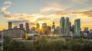 Calgary Time Lapse of Sunset and Skyline 4K Timelapse Canada