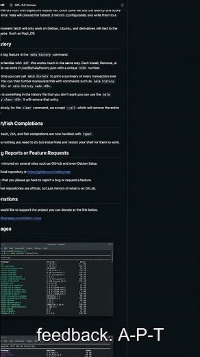 Nala - Terminal Commands, Actually Readable #shorts #apt #terminal #debian #ubuntu