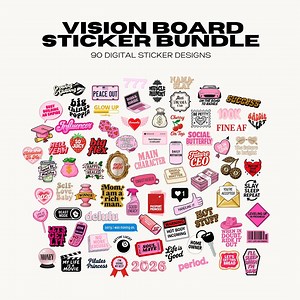 Vision Board Digital Stickers | Goal Setting Clipart | Scrapbooking Art Pngs | Collage Stickers | Instant Download - Etsy