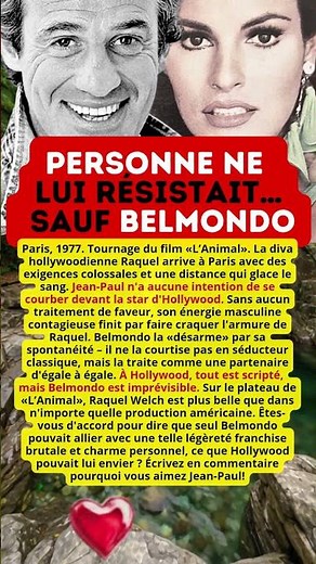 Raquel Welch. Personne ne lui résistait… sauf Belmondo