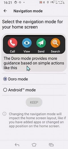 Change from Doro EVA mode to Android mode on Doro 8200 v 406