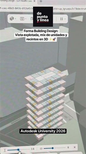 Forma Building Design: vista 3D explotada por unidades y recintos | AU2026