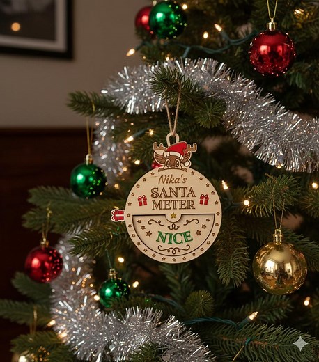 Personalized Santa Meter Ornament: Wooden Nice/naughty Tracker - Etsy