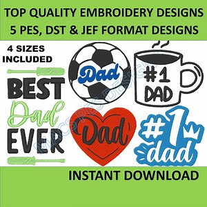 Father's Day Embroidery Pack PES JEF DST Dad Embroidery Design Machine Embroidery No 1 Dad Pes Embroidery File Best Dad Embroidery Brother - Etsy UK