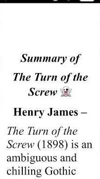 The turn of the Screw Summary