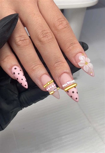 Pink Polka Dot Bangle Nails Tutorial | Cute Nail Inspo