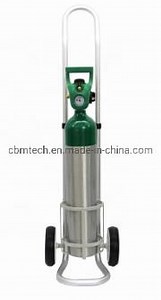 [Hot Item] Aluminum Medical Oxygen Bottle Cart Gas Cylinder Trolley for Hospital