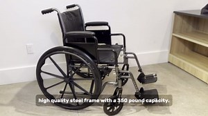 Lightweight Manual Wheelchairs for Adults - 16" Transport Wheelchair with Adjustable Standard and Hemi Height, Removeable Padded Desk Arm Rests, Swing Away Footrests - Chariot II K2