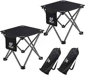 Opliy Camping Stool 2 Pack,13 Inch Portable Folding Stool for Outdoor Gardening and Beach Hiking Fishing,Foot Stool with Carry Bag (Black)