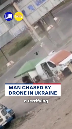 A Ukrainian street vendor has survived a terrifying ordeal after being hunted and then attacked by a Russian drone. #9News
