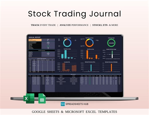 Stock Trading Journal Template Dark Mode Google Sheets Excel P&L Win Rate Instant Download - Etsy