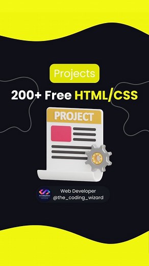 The Coding Wizard | Web Development & AI | 1M🎯 on Instagram: "Comment the word "Projects" to get your link via DM💥 You must be following @the_coding_wizard to receive the 200+ HTML & CSS Projects link via DM! 👉 @the_coding_wizard 👉 @the_coding_wizard _ #coding #css #webdeveloper #programmer #resources #html #css"