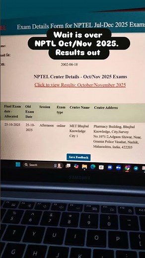 Nptl Oct/nav 2025 Result Running out || Nptl results #nptel #result #youtube #ytshorts #swyam