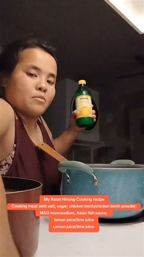 My Asian Hmong Cooking recipe Cooking meat with salt; sugar; chicken broth