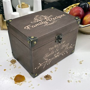 Personalized Recipe Box Family Recipe Cards and Recipe Dividers Kitchen Gifts Wedding Gift Mothers Day Gift Engraved Box - Etsy