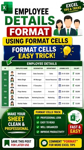 Excel Format Cells Trick You Must Know | Professional SheetFormatting #excel #shorts #viral #youtube