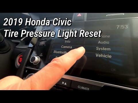 2019 Honda Civic Tire pressure light reset / tpms calibration