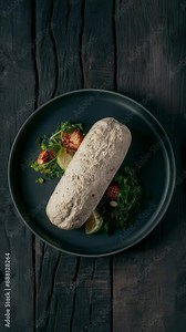 A variety of different meat dishes, a sequence of frames, stop motion.