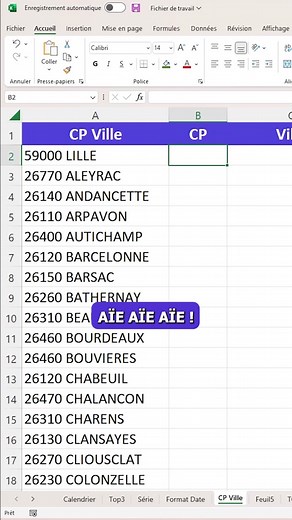 Séparation rapide du code postal et de la ville | Astuce de productivité