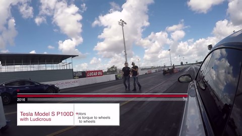 761 HP Audi RS7 vs Tesla Model S P100D drag race