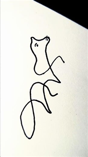 fox one-line drawing" or "continuous line art easy and simple