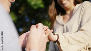 4K Attractive woman reacts to her boyfriends marriage proposal, in slow motion